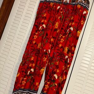 Paparazzi Red Floral Wide Leg Pants